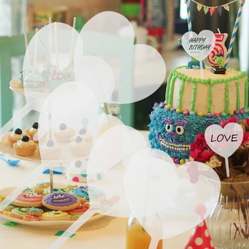 5 бр. Празни декорация за торта за сватба, рожден ден, направи си сам, Топперы, ламели във формата на сърце Изображение