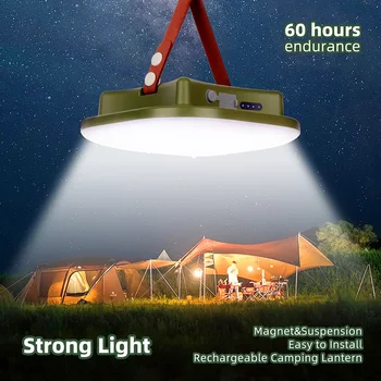 Лампа за къмпинг Нов Модернизиран 15600 mah Акумулаторна батерия led Силен с магнитен увеличение Преносим фенер, лампа за палатка, Осветление за поддръжка Изображение
