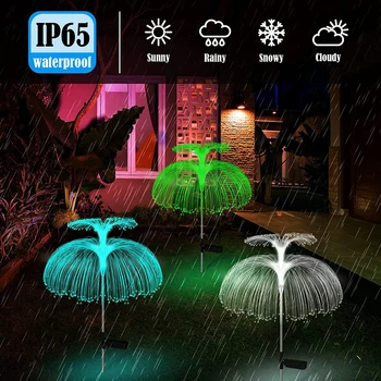 Слънчев led лампа във формата на медузи, слънчева градинска лампа, външни непромокаеми декоративни осветителни тела IP65 с 7 цветове RGB Изображение