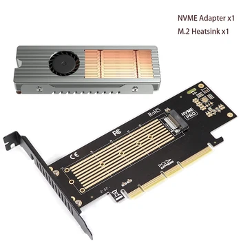 Адаптер NVME M2 NVME 22110 SSD до PCIe 4.0 Адаптер за Звуковата карта от PC Адаптер Pci Express M. 2 с Алуминиев Радиатор Изображение