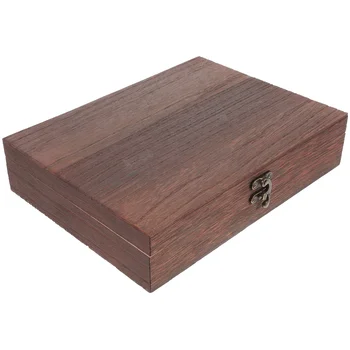 Дървена кутия за съхранение Подарък пыленепроницаемый калъф за бижута практичен контейнер нежно съкровище в селски стил Изображение