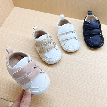 Ежедневни обувки от изкуствена кожа за бебета момчета и момичета на мека гумена подметка, пролетно детски обувки за бебета Изображение