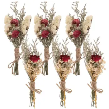 6 греди букет сухи цветя, мини-естествен контур, декорации от сухи цветя, материал за diy Изображение