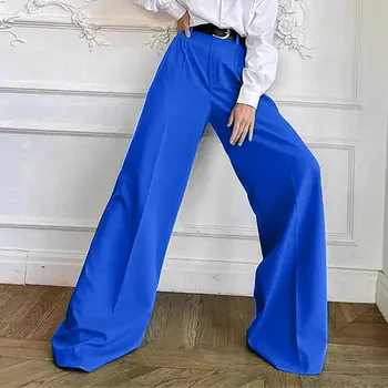 2023 Широки панталони с висока талия за жени, европейски и американски модни прави панталони с ниска талия Изображение