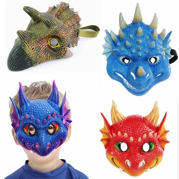 Детска маска за грим, мультяшная скъпа маска динозавър Изображение