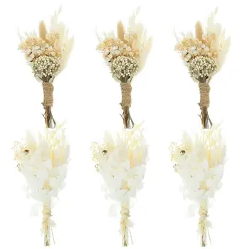 6 бр. Мини-Реалистичен Букет от сухи цветя, Мини-Ваза, Букет-Boutonniere Изображение