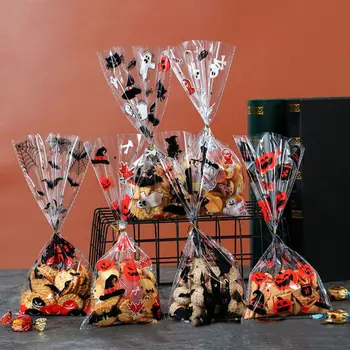 50 бр., чанта за закуски, Опаковки за шоколадови бонбони на Хелоуин, Прозрачна Найлонова торбичка 