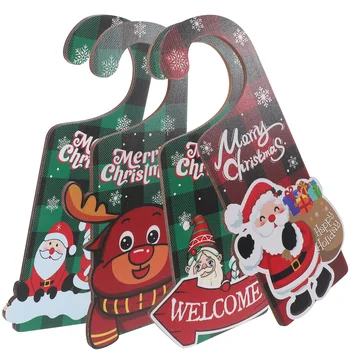 4 бр. Коледен дървен окачен декор на вратата Коледна знак вечерни подарък декорация със списъка на бижута Изображение