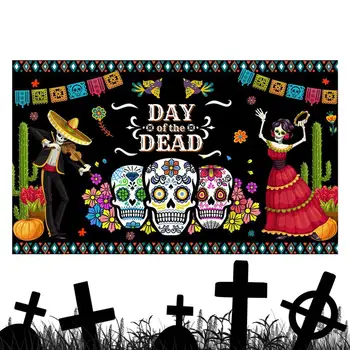 Тематичен фон на Мексиканския фестивал, Танцуващ Череп, Мексикански фон, Мъртвите, за да проверите за Партита, на Фона на фотобудки с черепа За Изображение