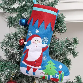 Коледна украса на Чанти за Коледно парти Празничен Синьо Дизайн Старец Коледни Чорапи Украшение Подарък Чорапи за Изображение