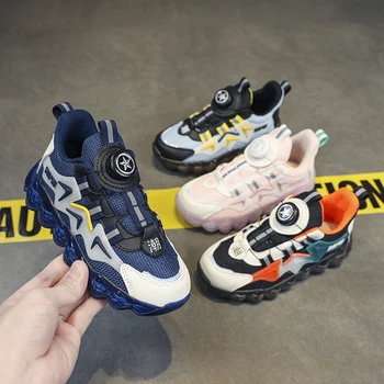 2023 Висококачествени Детски Дизайнерски обувки с въртяща се ключалка, Ежедневни обувки за мъже, Обувки за малки момичета, детски обувки за тенис подметка Изображение