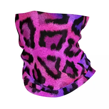 Розово, гети с леопардовым принтом за мъже и жени, солнцезащитная маска за лице, зимни кърпа-пантера, шал за туризъм Изображение