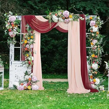 3-10 метра Сватбена арка, драпирующая плат, шифоновый фон, завеси, тюл, таван завеси за сватби, декорация за специални трикове Изображение
