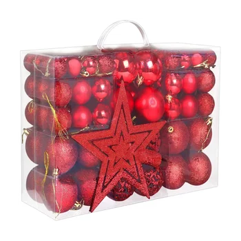 101 Бр. Червена Коледна топка, Украса за Небьющихся мъниста, Декоративни украшения, Висящи Изображение