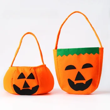 Чанта-тоут от тиква за деца и бонбони за деца - Големи кофи за Хелоуин - Тъканни кошница за Хелоуин Изображение