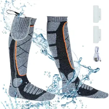 Електрически Чорапи, Акумулаторна Батерия, Дебели Дълги мъжки чорапи с подгряване, 2200 mah, Чорапи за краката Унисекс С 3 нива за катерене Изображение