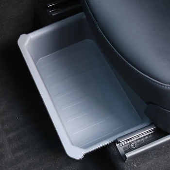 Двуслойни Кутия за съхранение под Седалката, Скрит Притежателя кутия за автомобилни седалки, Текстилен рафтове за съхранение на очила от ТПЭ, Авто Скрит тава за Tesla Model Y Изображение