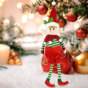 Коледна кукла с дълги крака, Универсална червено-зелената кукла-фея в Хай-хэте, празничен декор на темата на фестивала, Подаръци за деца Изображение