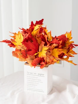 1 бр. изкуствено цвете-растение, китка от 30 кленов листа, се използва за украса на дома за Хелоуин Изображение