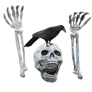 Реалистични забожда с виртуален скелет и Овца на Хелоуин, украса за тревата на кол, декорация за градината с виртуален скелет на Хелоуин Изображение
