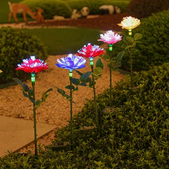 Led Светлини За Билков Кола На Слънчевата Енергия Rose Flowers Light Водоустойчива IP65 Имитация Rose Flower Light за Вътрешния Двор Patway Изображение