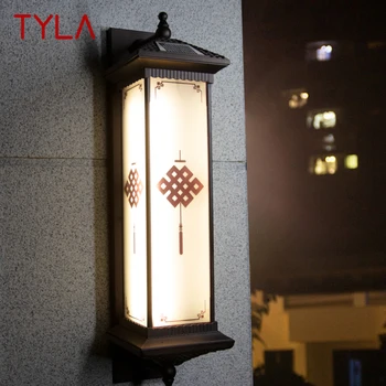 TYLA Слънчев, с монтиран на стената лампа за творчеството на открито, стенни лампи с китайски възел, led водоустойчива IP65 за къщи, Вили, тераси, двор Изображение