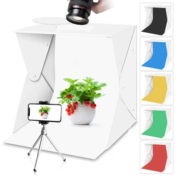 Преносим светлина кутия за фото студио с подсветка за снимки на храни, Дневна, Мини-бяла кутия, Светкавица, Лайтбокс, 6 цвята Изображение