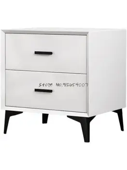 Лека луксозна боя нощно шкафче прости модерен, лесен шкаф за съхранение на Nordic нощно шкафче бял минималистичен Изображение