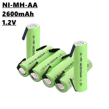 Акумулаторна батерия 1,2 НА AA Ni-MH 2A, 1.2, 2600 mah, със заваръчната детайл, е подходящ за електрически самобръсначки, електрически четка за зъби и т.н Изображение