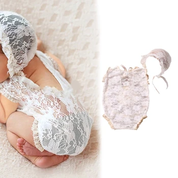 Детско бельо рокля-плъзгачи, Реквизит за снимки на новородени, Дишащи, приятни за кожата на Окото облекло със седалище убором 0-1 месец Изображение