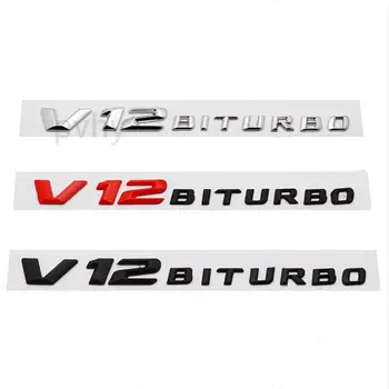 3D ABS V12 Битурбированные Букви Хромированное Кола Крило Странична Емблема на Иконата на Стикер За Mercedes S65 G65 SL65 AMG W222 W221 R230 R231 W463 Изображение
