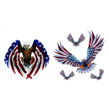 2 комплекта стикери за автомобил, мотоциклет, орел от флага на САЩ, 1 бр. и 1 комплект от 4 теми Изображение