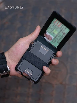 Многофункционален Портативен кожена кесия за пари, държач за карти със защита от радиочестотна идентификация, джоб за шофьорска книжка с голям капацитет Изображение
