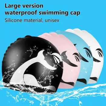 Водоустойчив, Устойчив На Натиск Защита Коса Силиконов материал, Шапка за плуване За възрастни, Шапка за плуване, за Аксесоари за плуване Изображение