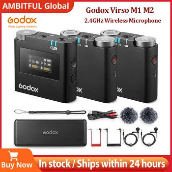 Безжичен микрофон Godox Virso M1 M2 2,4 Ghz за запис на интервю Петличный микрофон-предавател и приемник Virso за Sony Изображение