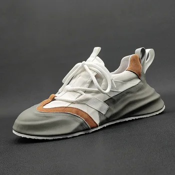 OKKO/ Нова Мъжки Ежедневни спортни обувки за дебела подметка от естествена кожа; Обувки за татко; Тенденция Универсални мъжки Маратонки за бягане Изображение