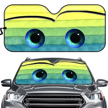 7 Цвята Фолио за Каросерията на Колата, Прозорците на Филма, сенника За Предния Прозорец на Колата, Автомобилни Покривала За Подреждане, Сладки Мультяшные 3D Очите, сенника На Предното Стъкло С Подгряване Изображение