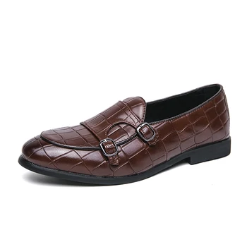 Мъжки Ежедневни обувки, Дишащи кожени лоферы за мъже, Мокасини за управление, Удобни обувки, без закопчалка с пискюли, бизнес офис обувки Изображение