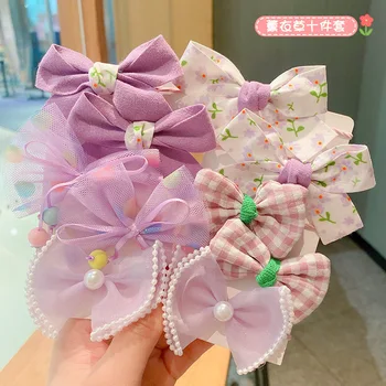 На едро детски шапки - Сладка дъвка за коса за малки момичета с цветни декорации в корейски стил Изображение