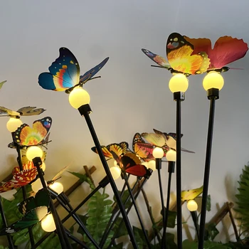Слънчев Огън Морава лампа САМ Пеперуда Двигател светлина Външно украса на градината Озеленяване лампа за тераси, тераси, двор, двор Изображение