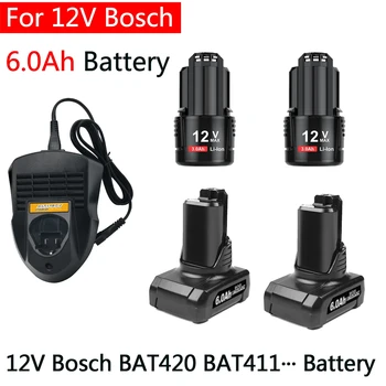 Bosch 12V 6Ah Литиево-йонна BAT420 BAT411 Сменяеми батерии за Bosch BAT411 BAT412 BAT413 BAT414 Батерия 10,8 V Безжични електрически инструменти Изображение