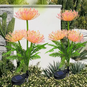 Лампа Solar Flowers с светящимся флорални дръжки, декоративни светлини IP65, водоустойчив, живот до 8 часа 600 ма за пътеки в парка, на двора Изображение