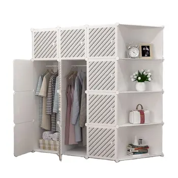 * Пластмасов шкаф, гардероб прост, мебели, преносими вертикален шкаф за спестяване на пространство сгъваем гардероб, шкаф за спалня Изображение