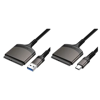 23 cm USB 3.0/Type C до SATA Веригата Алуминиев Корпус с Външен конвертор Поддръжка за Windows/macOS/Chrome OS/Linux за 2,5-инчов SSD твърд диск Изображение