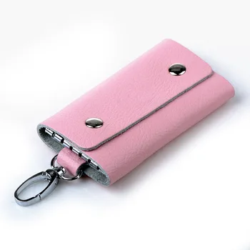 Чантата за ключовете от телешка кожа в ярки цветове, Дамски кожена чанта за ключове, комплект ключове унисекс Изображение