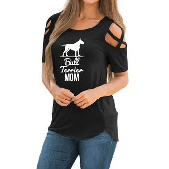Тениска с принтом мама Бик и сърцата си за Жени, Летен Подарък за Фен на Животни, Ежедневни тениски с отворени рамене, Дамски Блузи Изображение