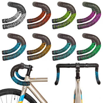 Колани за управление шоссейного велосипед с шарени хризантеми, колани за управление наклон цвят, EVA/ПУ, меки противоударные оберточные колани, здрав хан Изображение