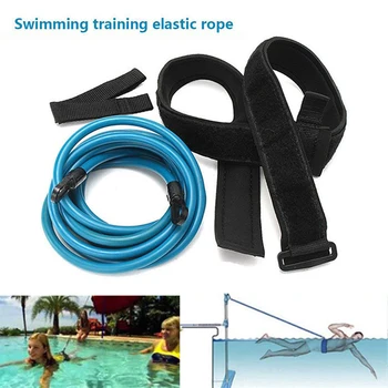 1 Комплект тренировъчни колани за плуване, еластичен колан с съпротива, тренировъчен каишка, въже за плуване, стационарен колан, бънджи-въжета, эспандер Изображение