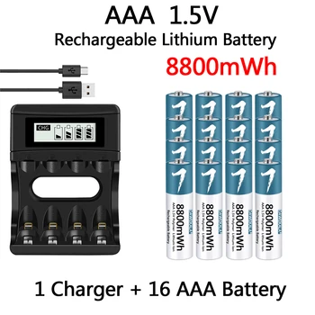 Батерия тип AAA от 1,5, полимерна литиево-йонна батерия, батерия тип ААА за дистанционното управление с мишката, Електрическа играчка с USB-зарядно устройство Изображение