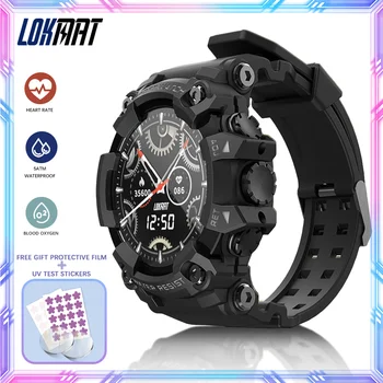 Смарт часовници LOKMAT ATTACK Фитнес тракер, монитор здраве, Мультиспортивные мъжки Android, iOS, Безплатен защитно фолио и UV-тест стикер Изображение